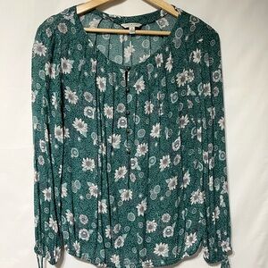 Lucky Brand Green Floral‎ Blouse